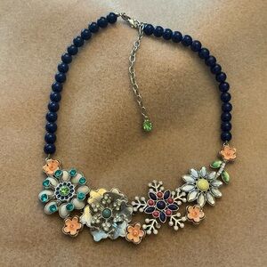 💙 LIA SOPHIA - Floral Multi / Royal Blue Beaded Necklace w/ Extender